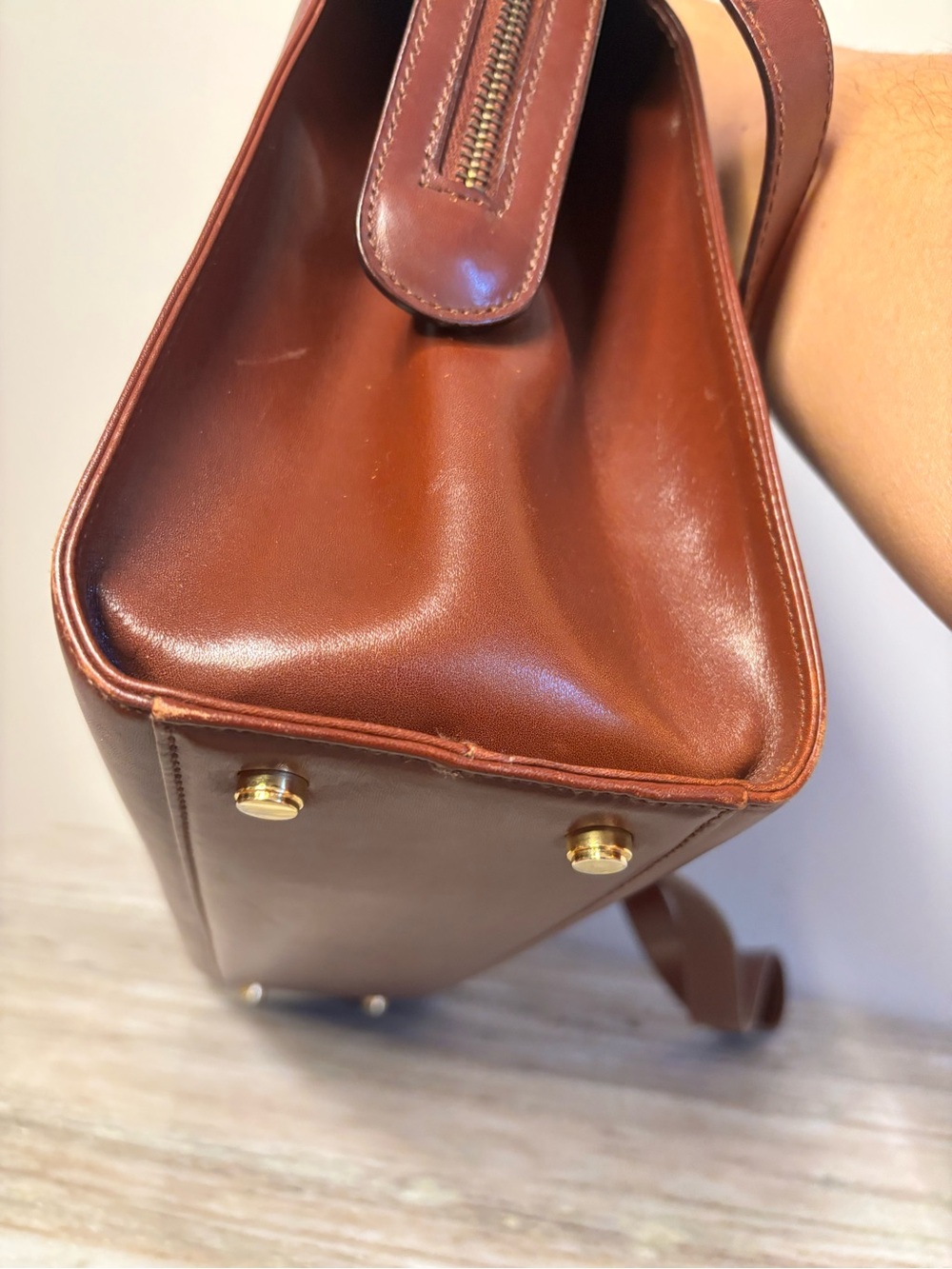 Vintage Salvatore Ferragamo Brown Leather Gancini Dome Satchel Crossbody Bag - Picture 14 of 15